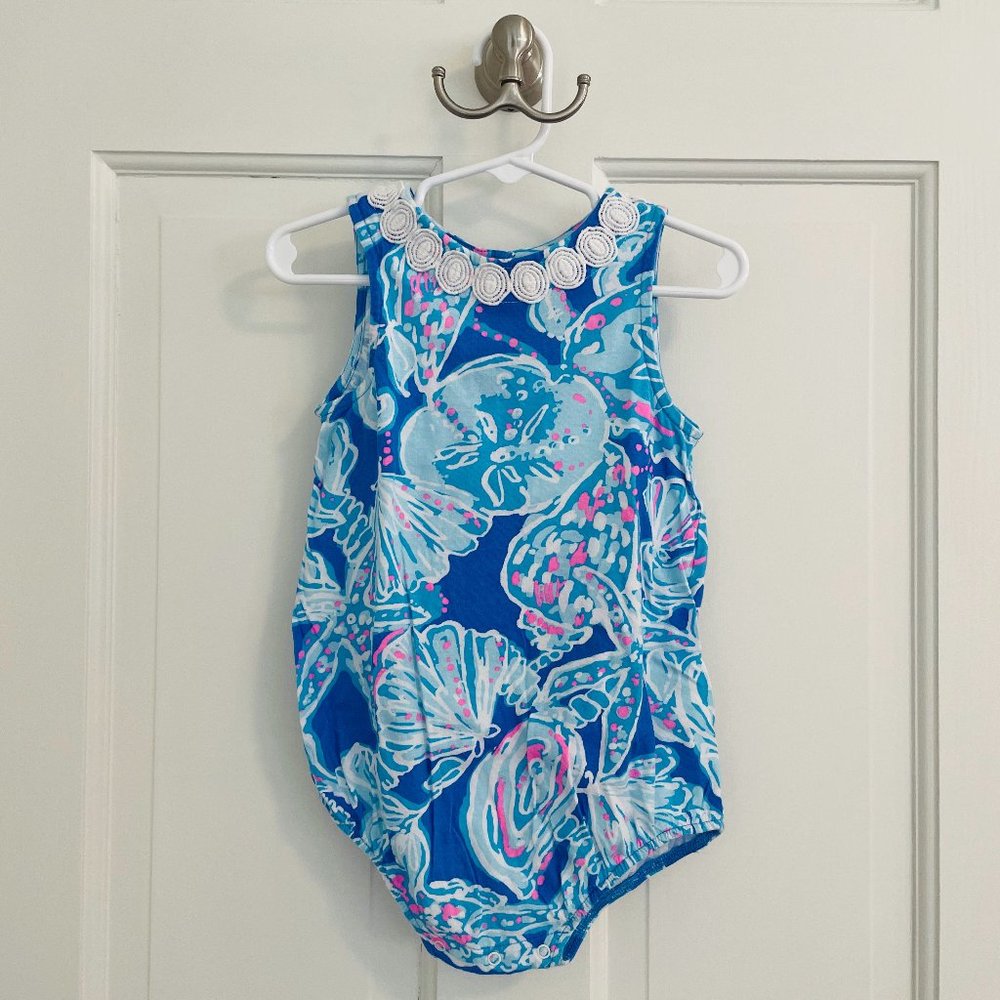 Lilly Pulitzer | Toddler Girl Romper | Blue/White/Pink | Size 18-24 Months